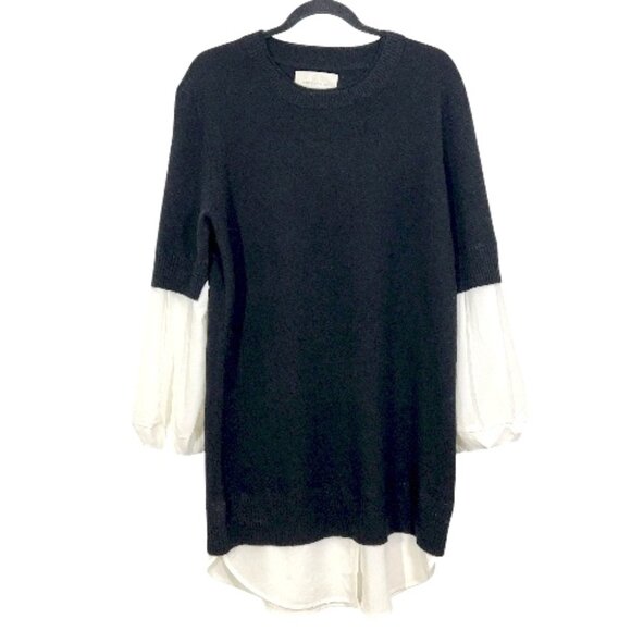 Brochu Walker Ebella Looker Layered Sweater Dress Black / White Medium Pre-Loved - Picture 1 of 5